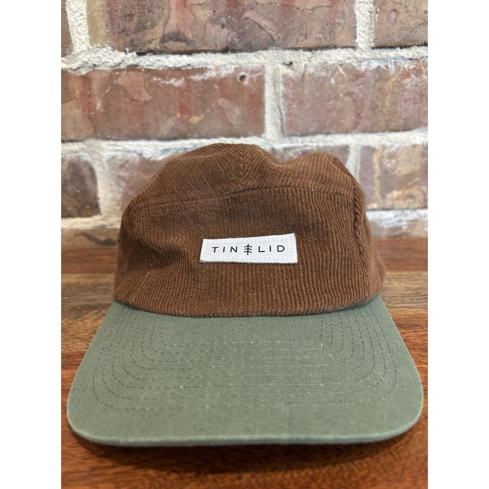 Tin Lid Corduroy Brown & Green Strap Hat One Size Cap, Outdoors Cap, Woodsy Fall